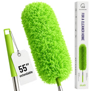 Extendable Microfiber Feather Duster, Feather Dusters for Cleaning, Ceiling Fan Dust and Cobweb Cleaner - Electrostatic Bendable Head - up to 55 Inch