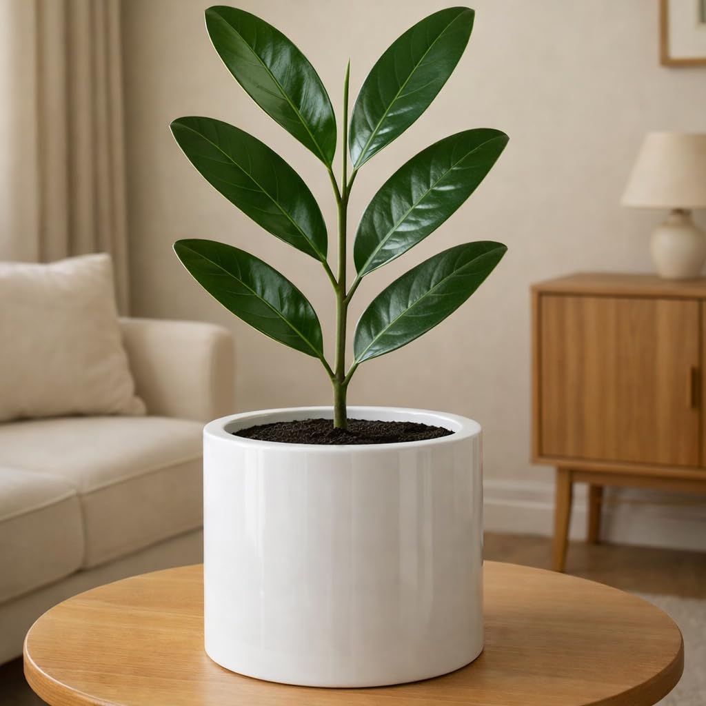Fox & Fern Plant Pot, Large Plant Pots for Indoor & Outdoor, UV & Frost Resistant Plant Vase with Drainage Plug, Fiberstone, Large Indoor Pots for Plants & Flowers, House Indoor Plant Pot, Single Pot