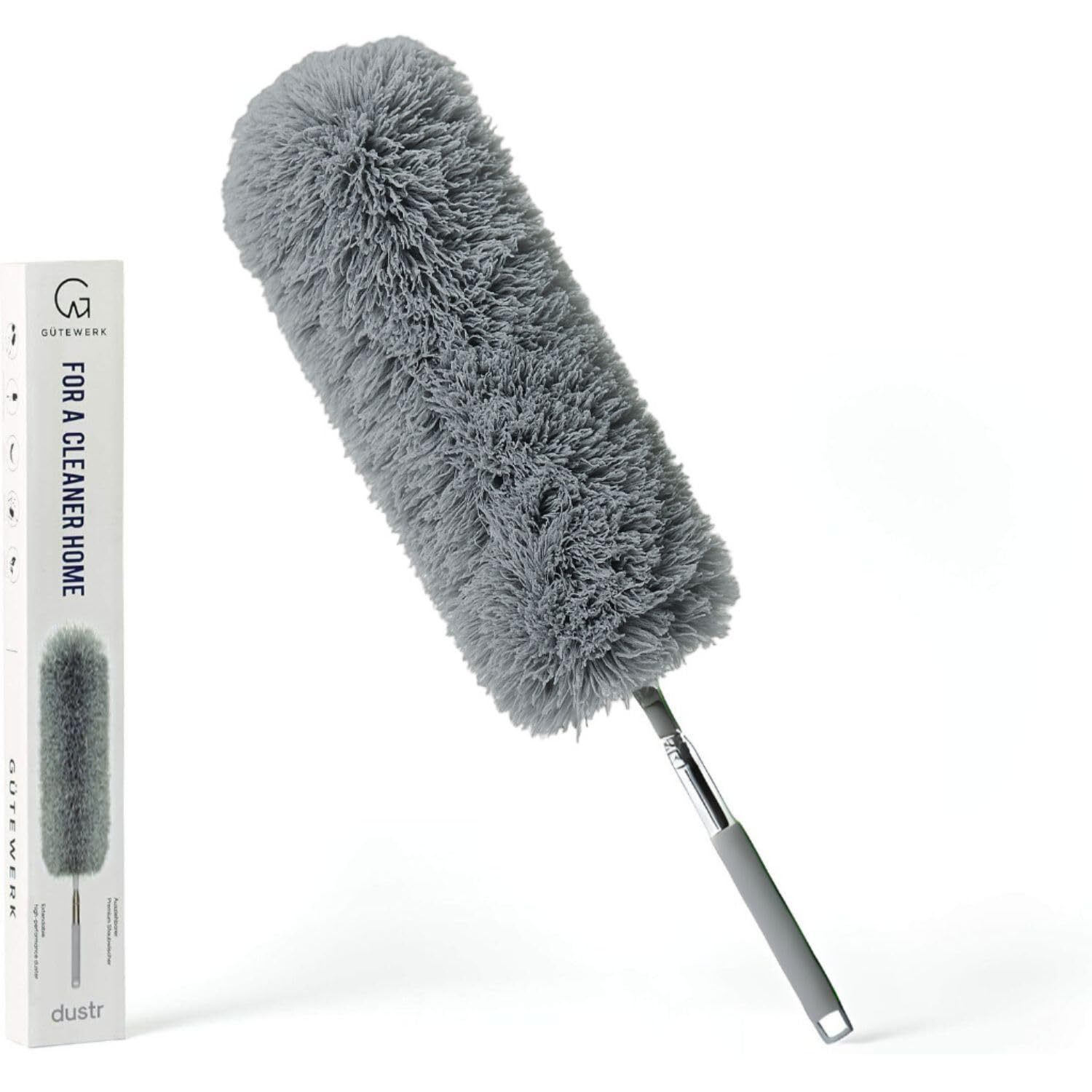 Extendable Microfiber Feather Duster, Feather Dusters for Cleaning, Ceiling Fan Dust and Cobweb Cleaner - Electrostatic Bendable Head - up to 55 Inch