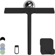GÜTEWERK Silicone Shower Squeegee for Glass Doors & Mirrors with Stainless Steel Core, Streak-Free & No-Squeak Window Cleaning, 3-in-1 No-Drill Mount (Hook/Suction/Adhesive), Black, 9''