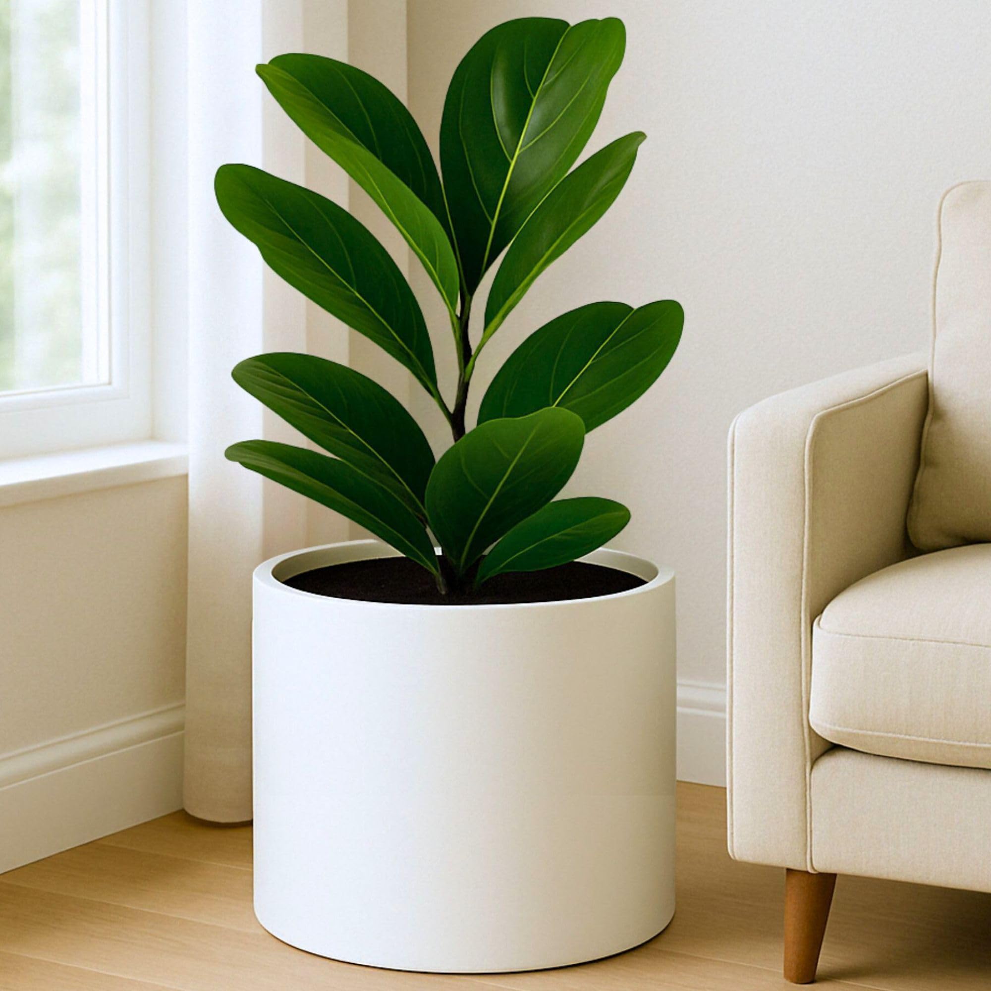 Fox & Fern Plant Pot, Large Plant Pots for Indoor & Outdoor, UV & Frost Resistant Plant Vase with Drainage Plug, Fiberstone, Large Indoor Pots for Plants & Flowers, House Indoor Plant Pot, Single Pot