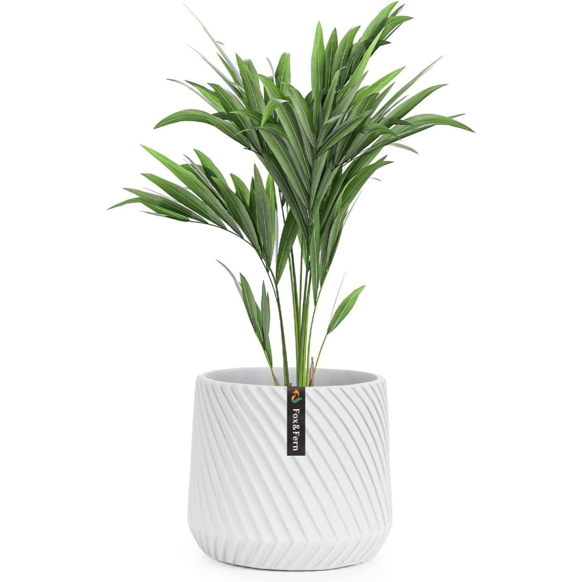 Fox & Fern Plant Pot, Large Plant Pots for Indoor & Outdoor, UV & Frost Resistant Plant Vase with Drainage Plug, Fiberstone, Large Indoor Pots for Plants & Flowers, House Indoor Plant Pot, Single Pot