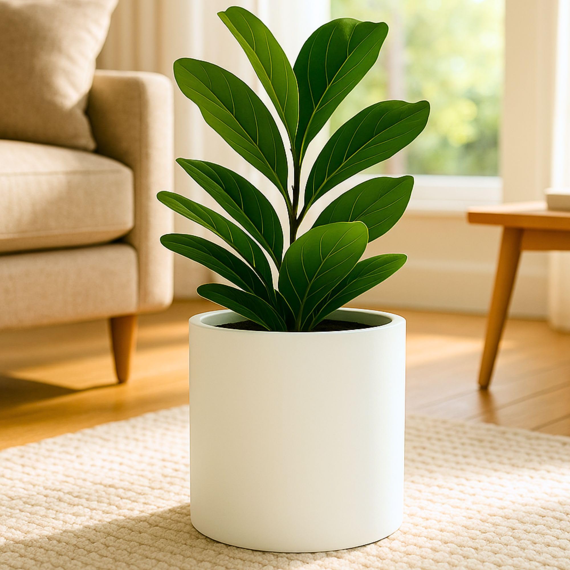 Fox & Fern Plant Pot, Large Plant Pots for Indoor & Outdoor, UV & Frost Resistant Plant Vase with Drainage Plug, Fiberstone, Large Indoor Pots for Plants & Flowers, House Indoor Plant Pot, Single Pot