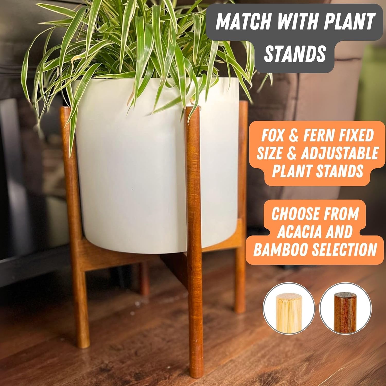 Fox & Fern Plant Pot, Large Plant Pots for Indoor & Outdoor, UV & Frost Resistant Plant Vase with Drainage Plug, Fiberstone, Large Indoor Pots for Plants & Flowers, House Indoor Plant Pot, Single Pot