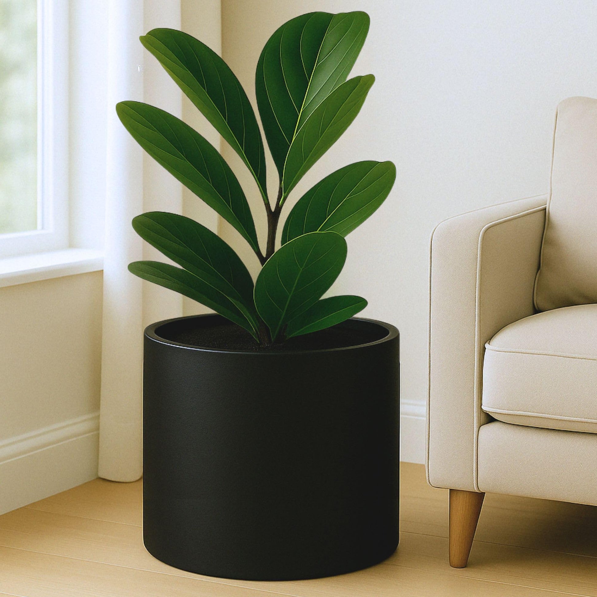 Fox & Fern Plant Pot, Large Plant Pots for Indoor & Outdoor, UV & Frost Resistant Plant Vase with Drainage Plug, Fiberstone, Large Indoor Pots for Plants & Flowers, House Indoor Plant Pot, Single Pot