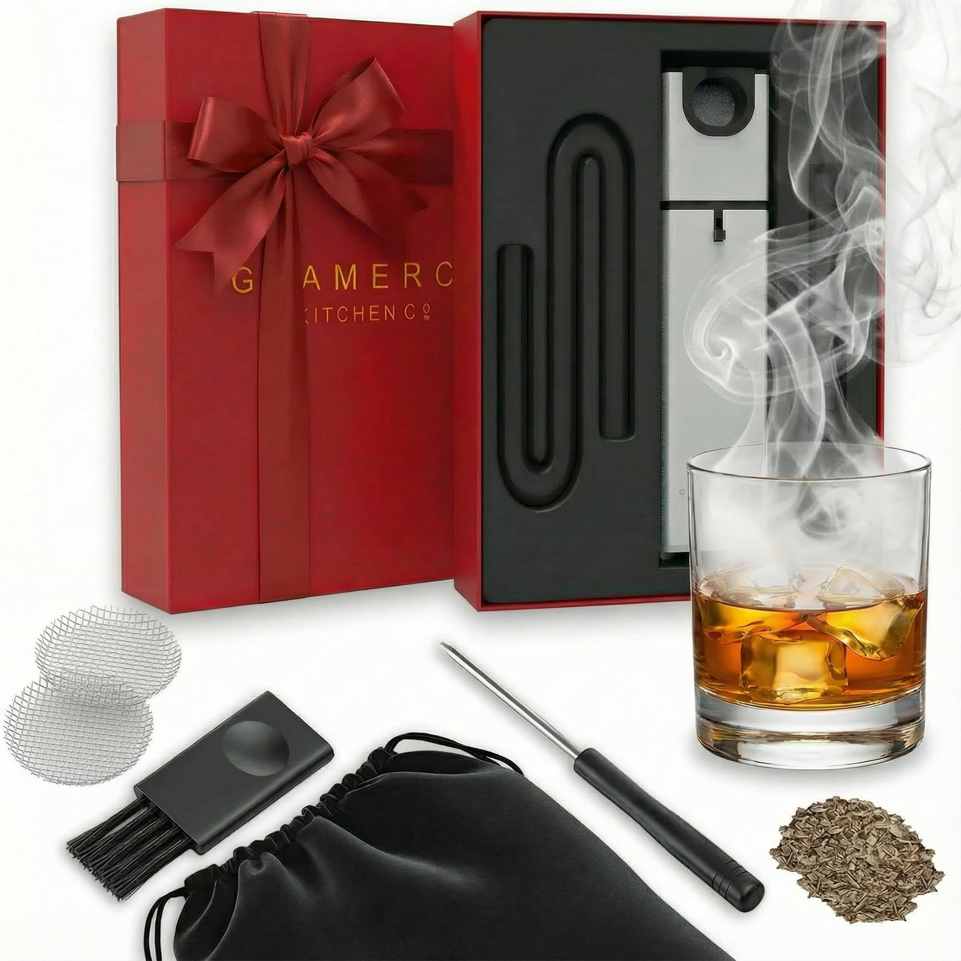 Cocktail Smoker Kit - Indoor Drink & Food Infuser with Wood Chips | Old Fashioned Whiskey Bourbon Smoker Gift