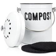 Granrosi Countertop Compost Bin Kitchen, 1.3 Gallon Stainless Steel Indoor Compost Bucket with Lid – Farmhouse Design, Odorless & Rust-Free Counter Pail with Carry Handle and 3 Charcoal Filters