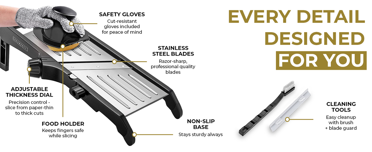 Gramercy Mandoline WAFFLE Ridged & Straight Cuts - Custom Image