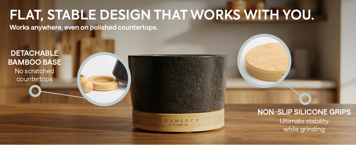Gramercy Granite Mortar and Pestle Set Bamboo Base - Custom Image