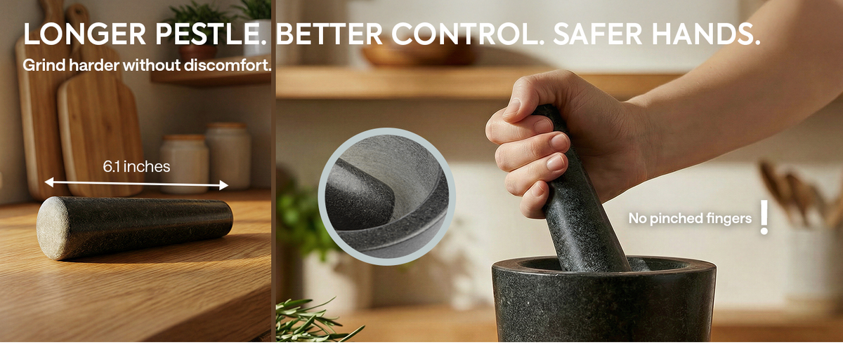 Gramercy Granite Mortar and Pestle Set Bamboo Base - Custom Image