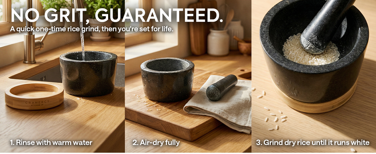 Gramercy Granite Mortar and Pestle Set Bamboo Base - Custom Image