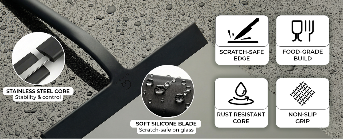 Gütewerk Silicone Shower Squeegee 3-in-1 No-Drill Mount - Custom Image